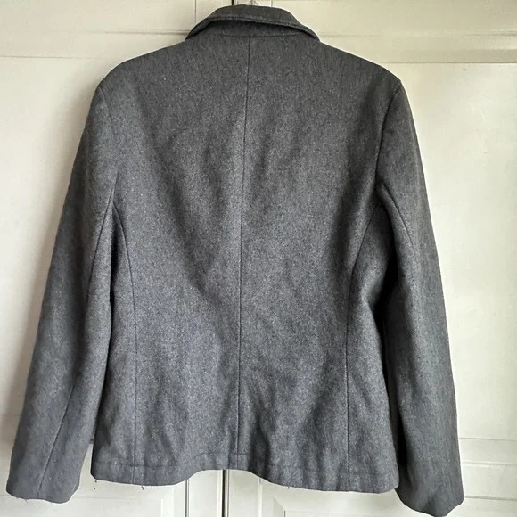 J Crew Jacket Womens Medium Gray Wool‎ Lined Coat YKK Zip Vintage Pockets - Picture 3 of 9